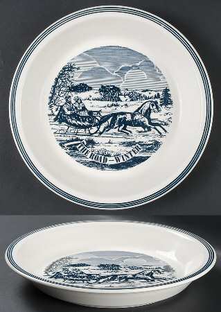 Currier and Ives Blue 10" Pie Baking Plate