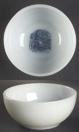 Currier and Ives Blue Ovenware Soup/Cereal Bowl