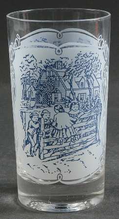Currier and Ives Blue 8 Oz Glassware Juice