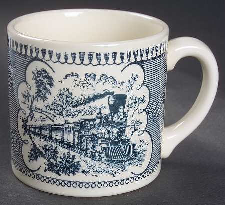 Currier and Ives Blue Mug