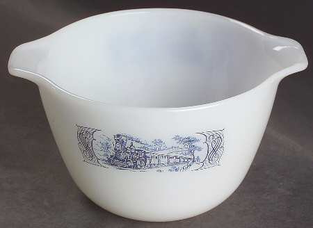 Currier and Ives Blue 1 Qt Ovenware Mixing Bowl