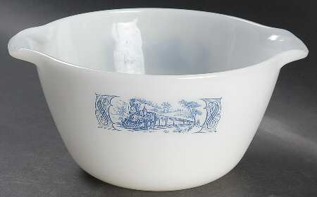 Currier and Ives Blue 1 3/4 Qt Ovenware Mixing Bowl