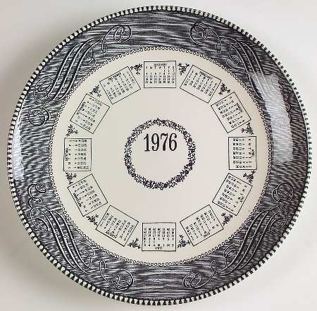 Currier and Ives Blue "1976" Calendar Plate