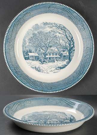 Currier and Ives Blue 10" Pie Baking Plate
