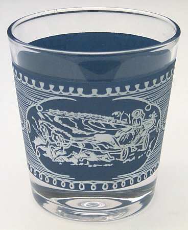 Currier and Ives Blue 6 Oz Glassware Old Fashioned