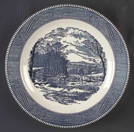 Currier and Ives Blue 11" Chop Plate (Round Platter)