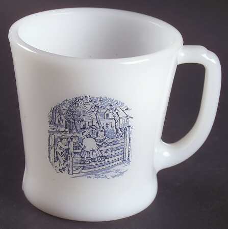 Currier and Ives Blue Ovenware Mug
