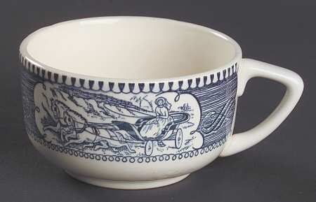 Currier and Ives Blue Flat Cup
