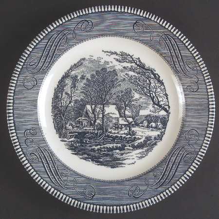 Currier and Ives Blue Dinner Plate