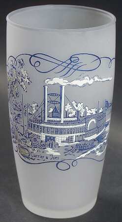 Currier and Ives Blue 10 Oz Glassware Tumbler
