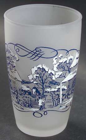 Currier and Ives Blue 4 Oz Glassware Juice