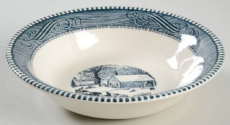 Currier and Ives Blue Coupe Cereal Bowl