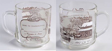 Currier and Ives Brown Glassware Mug