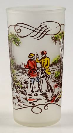 Currier and Ives Brown Glassware Tall Tumbler