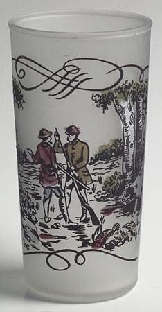 Currier and Ives Brown Glassware Tall Tumbler