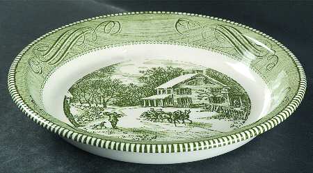 Currier and Ives Green Pie Serving Plate