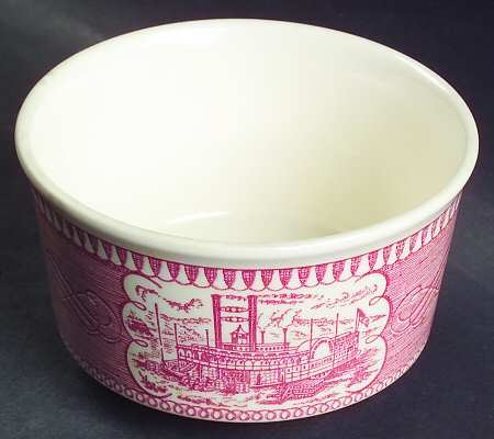 Currier and Ives Pink Open Sugar Bowl
