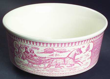 Currier and Ives Pink Cranberry Bowl