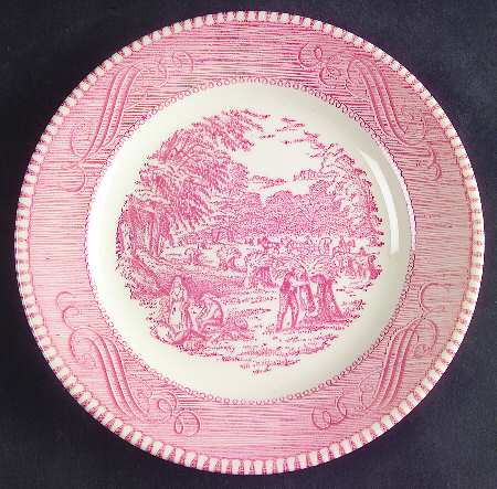 Currier and Ives Pink Bread & Butter Plate