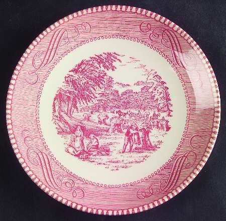 Currier and Ives Pink Coupe Bread & Butter Plate