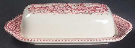 Currier and Ives Pink 1/4 Lb Covered Butter