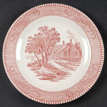 Currier and Ives Pink Salad Plate