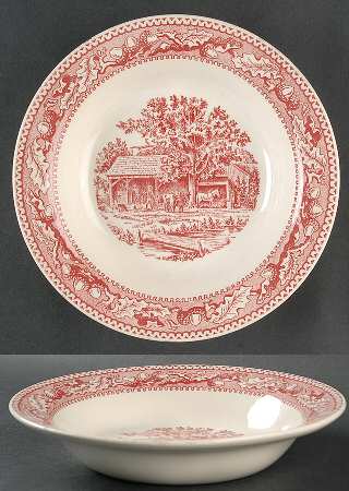 Memory Lane Pink Rim Soup Bowl