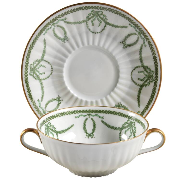 Cheverny Flat Cream Soup Bowl & Saucer Set by Royal Limoges