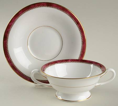 Medici Ruby Footed Cream Soup Bowl & Saucer Set