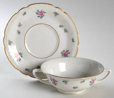 ROJ133 Footed Cream Soup Bowl & Saucer Set