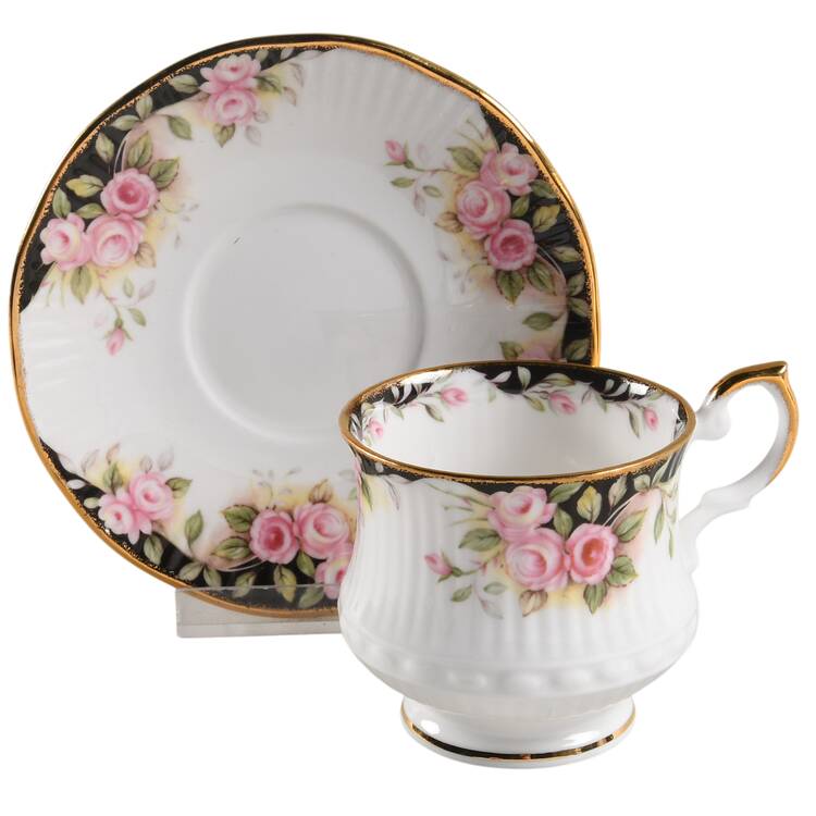 Midnight Rose Footed Cup & Saucer Set