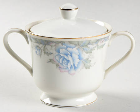 Bouquets of Blue Sugar Bowl & Lid