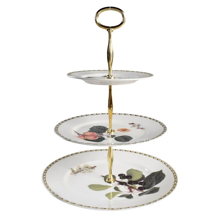 Hooker's Fruit (Bone, Not Made in England) 13 7/8"-14 1/4" 3-Tiered Serving Tray(DP,SP,BB) HC