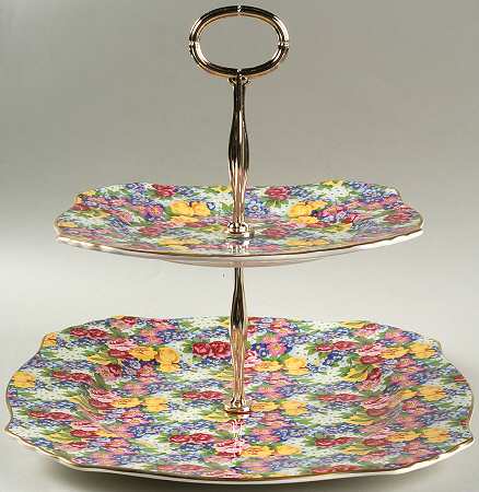 Julia (Earthenware, Circa 1995) 2 Tiered Serving Tray (Dinner & Salad Plate)