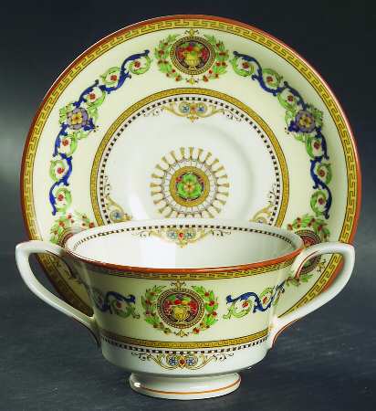 Empire Mustard Footed Bouillon Cup & Saucer