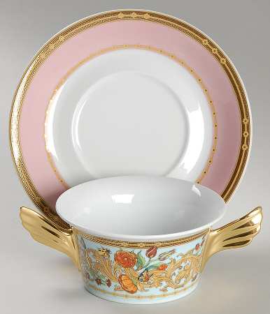 Le Jardin De Versace Flat Cream Soup Bowl & Saucer Set