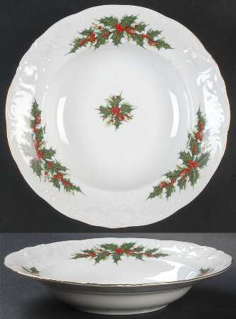 Holiday Holly Rim Soup Bowl
