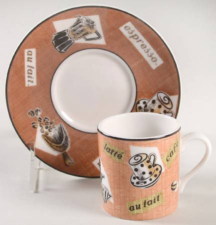 Coffee Time Flat Demitasse Cup & Saucer Set