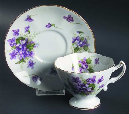 Spring Violets Footed Cup & Saucer Set by Rossetti