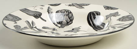 Toile De Legumes Black Large Rim Soup Bowl