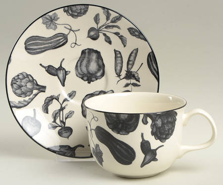 Toile De Legumes Black Breakfast Cup & Saucer Set