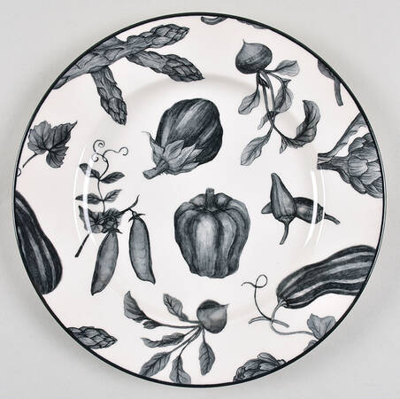 Toile De Legumes Black Luncheon Plate