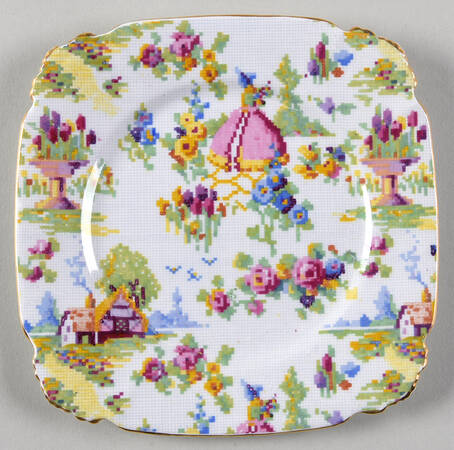 Lady Gay (Square Tab, Gold Trim) Square Bread & Butter Plate