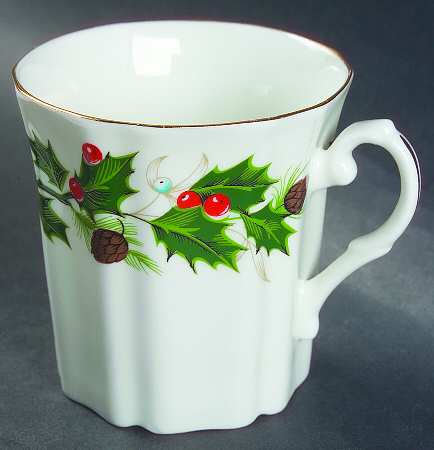 Noel (Holly Backstamp, Scalloped) Mug