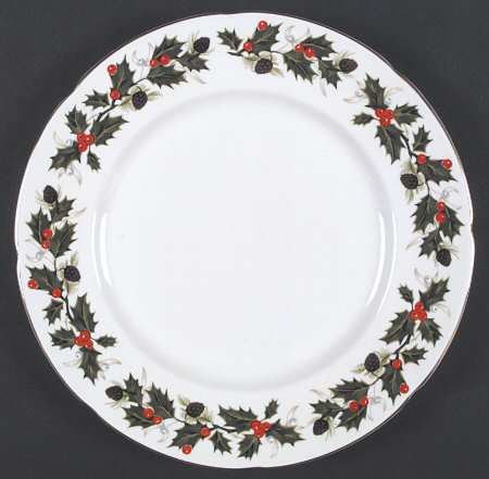 Noel (Holly Backstamp, Scalloped) Dinner Plate