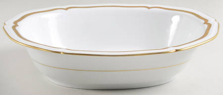 Marie Antoinette Gold on White 9" Oval Vegetable Bowl