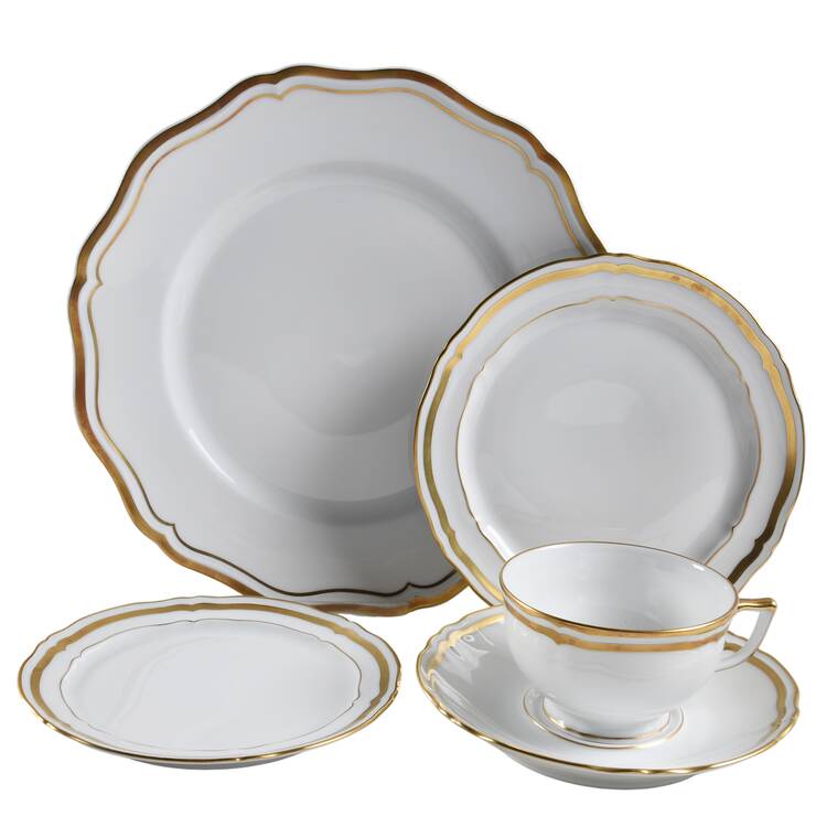 Marie Antoinette Gold on White 40  Piece Estate Set