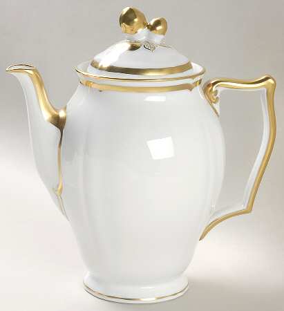 Marie Antoinette Gold on White Coffee Pot & Lid