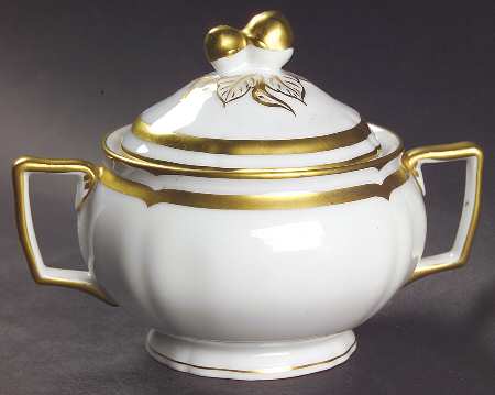 Marie Antoinette Gold on White Sugar Bowl & Lid