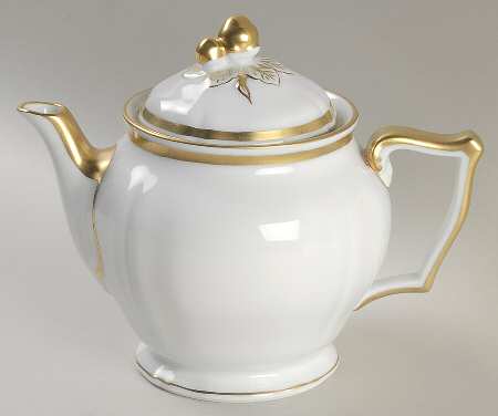 Marie Antoinette Gold on White Teapot & Lid